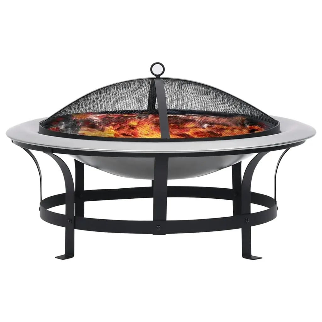 Outdoor Fire Pit with Grill Stainless Steel 76 cm 46530