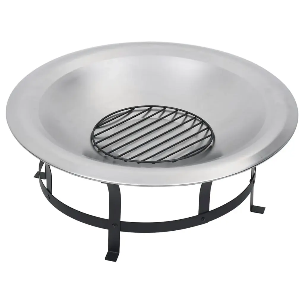 Outdoor Fire Pit with Grill Stainless Steel 76 cm 46530