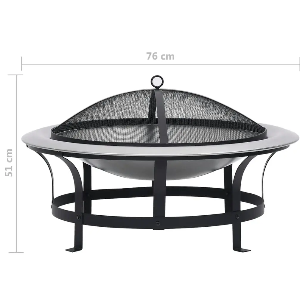 Outdoor Fire Pit with Grill Stainless Steel 76 cm 46530