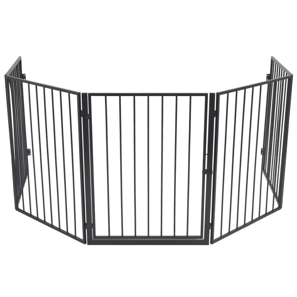 Pet Fireplace Fence Steel Black 242684