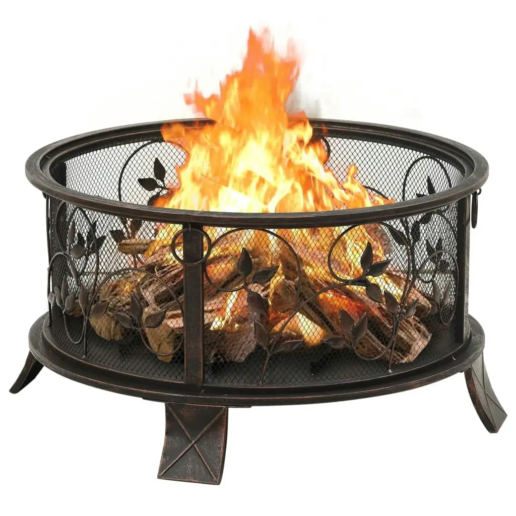 Rustic Fire Pit with Poker 67.5 cm XXL Steel 311891