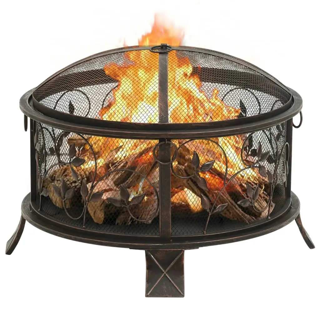 Rustic Fire Pit with Poker 67.5 cm XXL Steel 311891