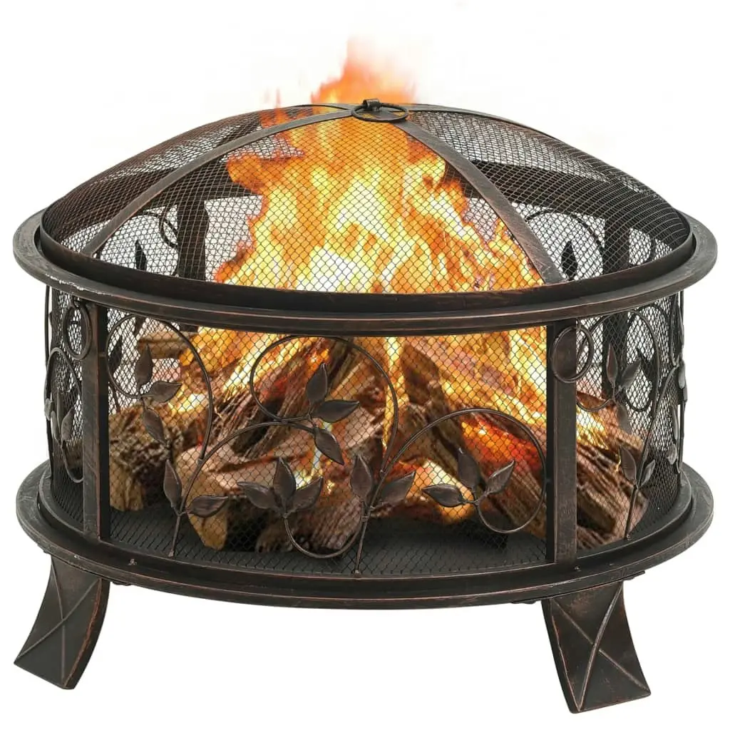 Rustic Fire Pit with Poker 67.5 cm XXL Steel 311891