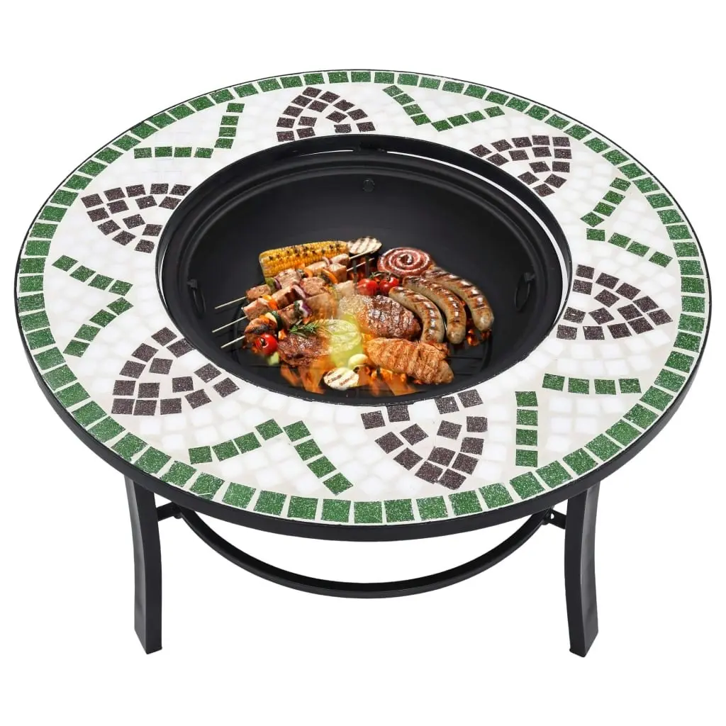 vidaXL Mosaic Fire Pit Green 68cm Ceramic 46722