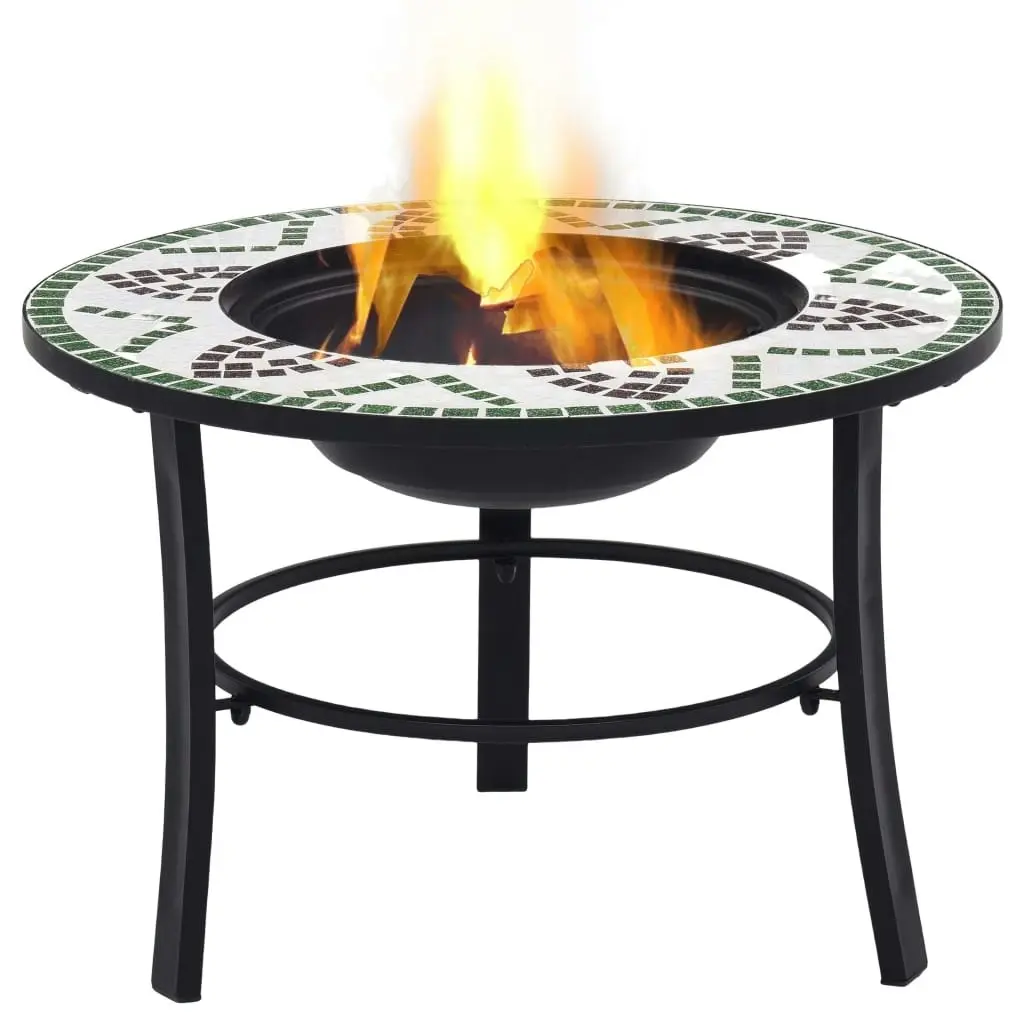 vidaXL Mosaic Fire Pit Green 68cm Ceramic 46722