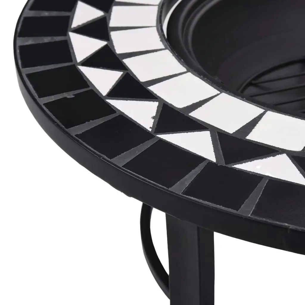 vidaXL Mosaic Fire Pit Black and White 68cm Ceramic 46721