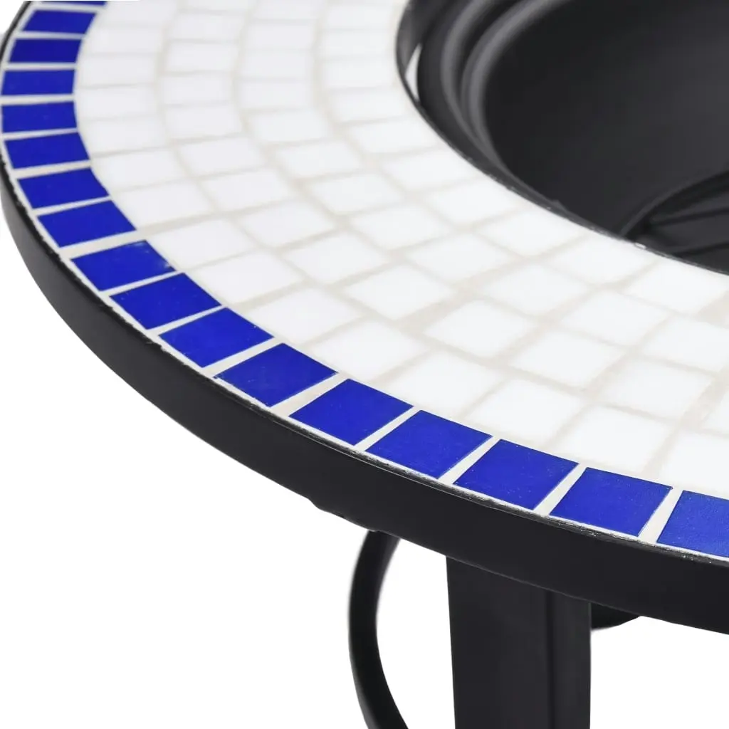 vidaXL Mosaic Fire Pit Blue and White 68cm Ceramic 46720