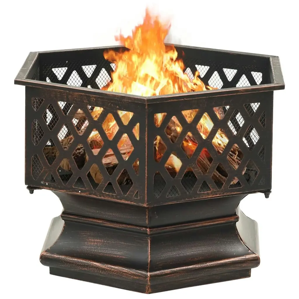 Rustic Fire Pit with Poker 62x54x56 cm XXL Steel 311887