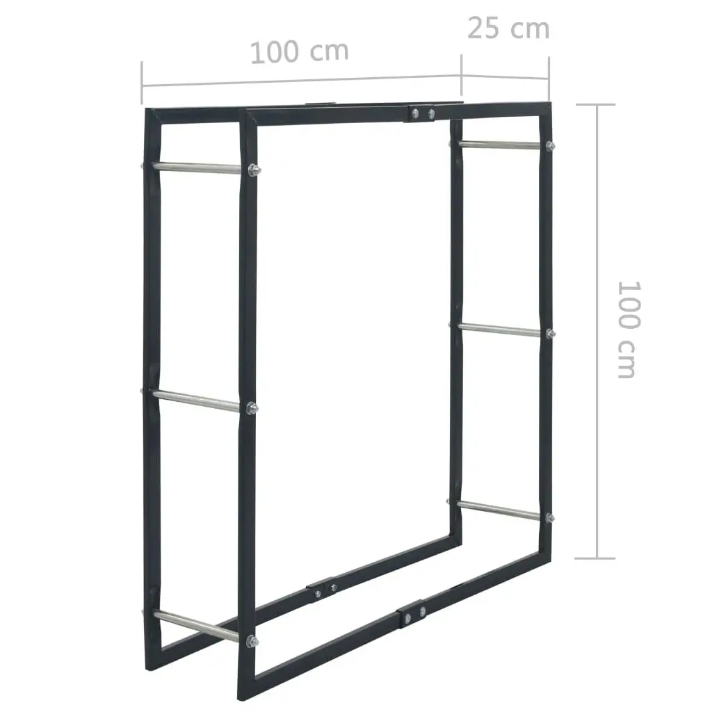 Firewood Rack Black 100x25x100 cm Steel 286288