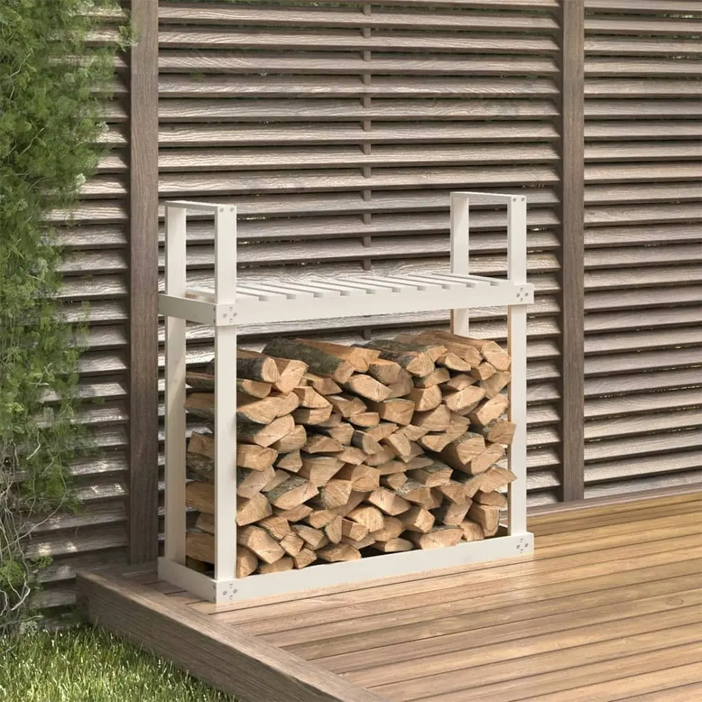 Firewood Rack White 110x35x108.5 cm Solid Wood Pine 823858