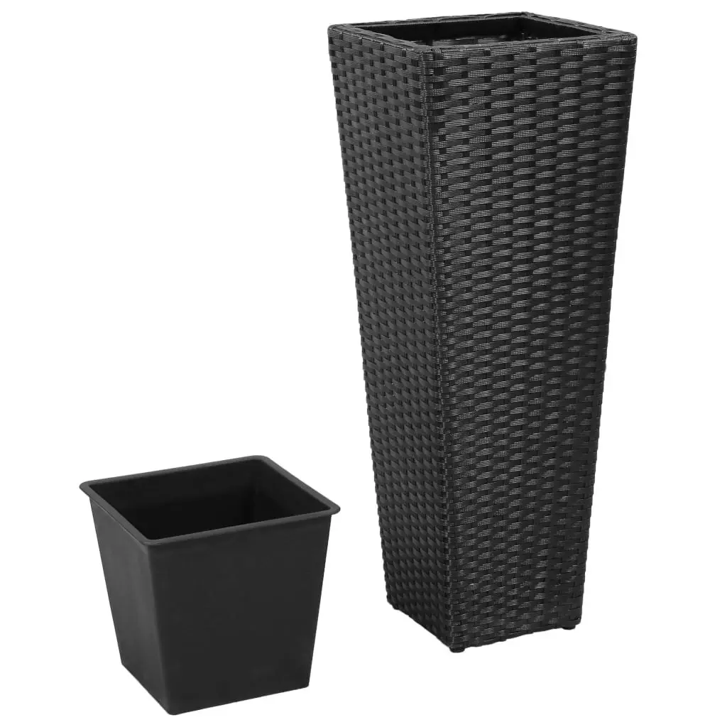 3 Rattan Flower Raised Beds Black 40534