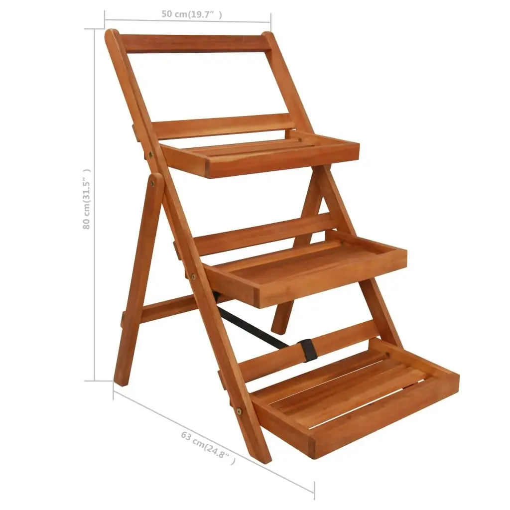 3-Tier Plant Stand 50x63x80 cm Solid Acacia Wood 43994