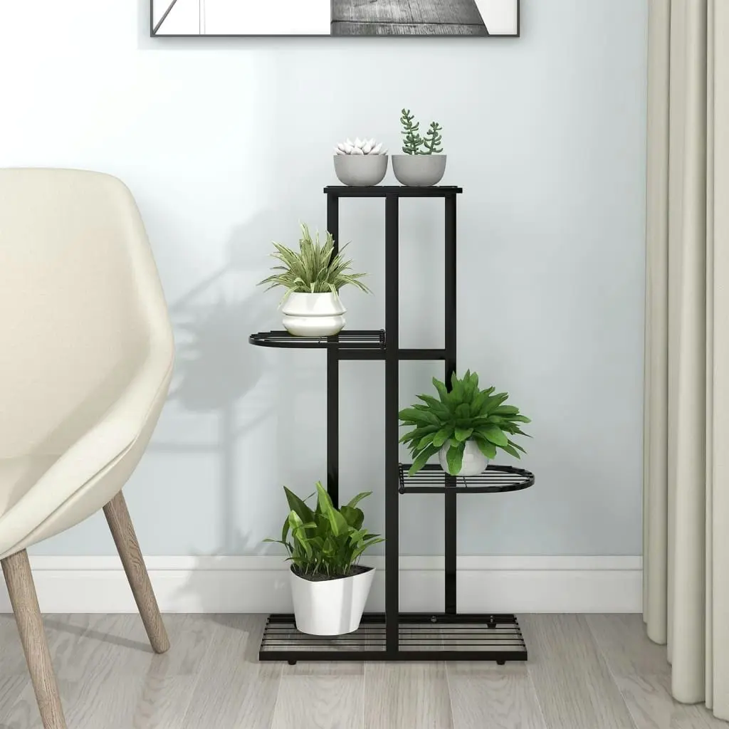 4-Floor Flower Stand 43x22x76 cm Black Metal 336108