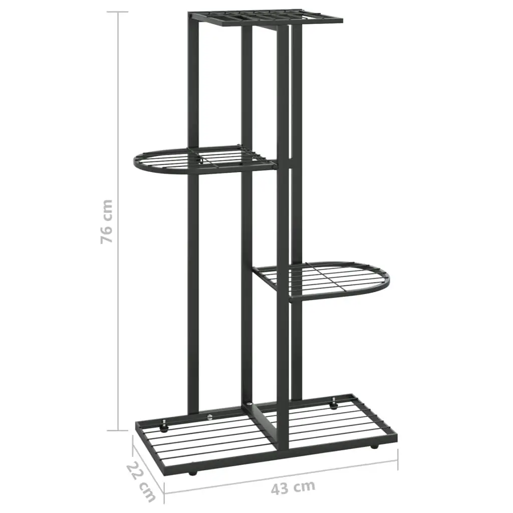 4-Floor Flower Stand 43x22x76 cm Black Metal 336108