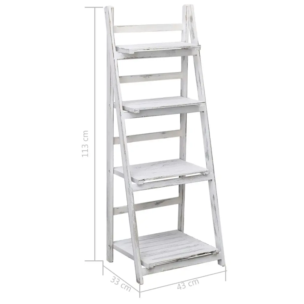 4-Tier Plant Stand White 43x33x113 cm Wood 284254