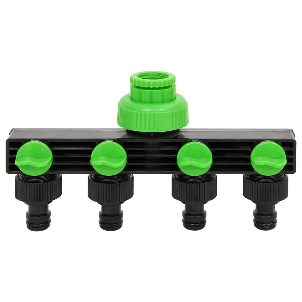 4-Way Tap Adaptor Green and Black 19.5x6x11 cm ABS & PP 154450