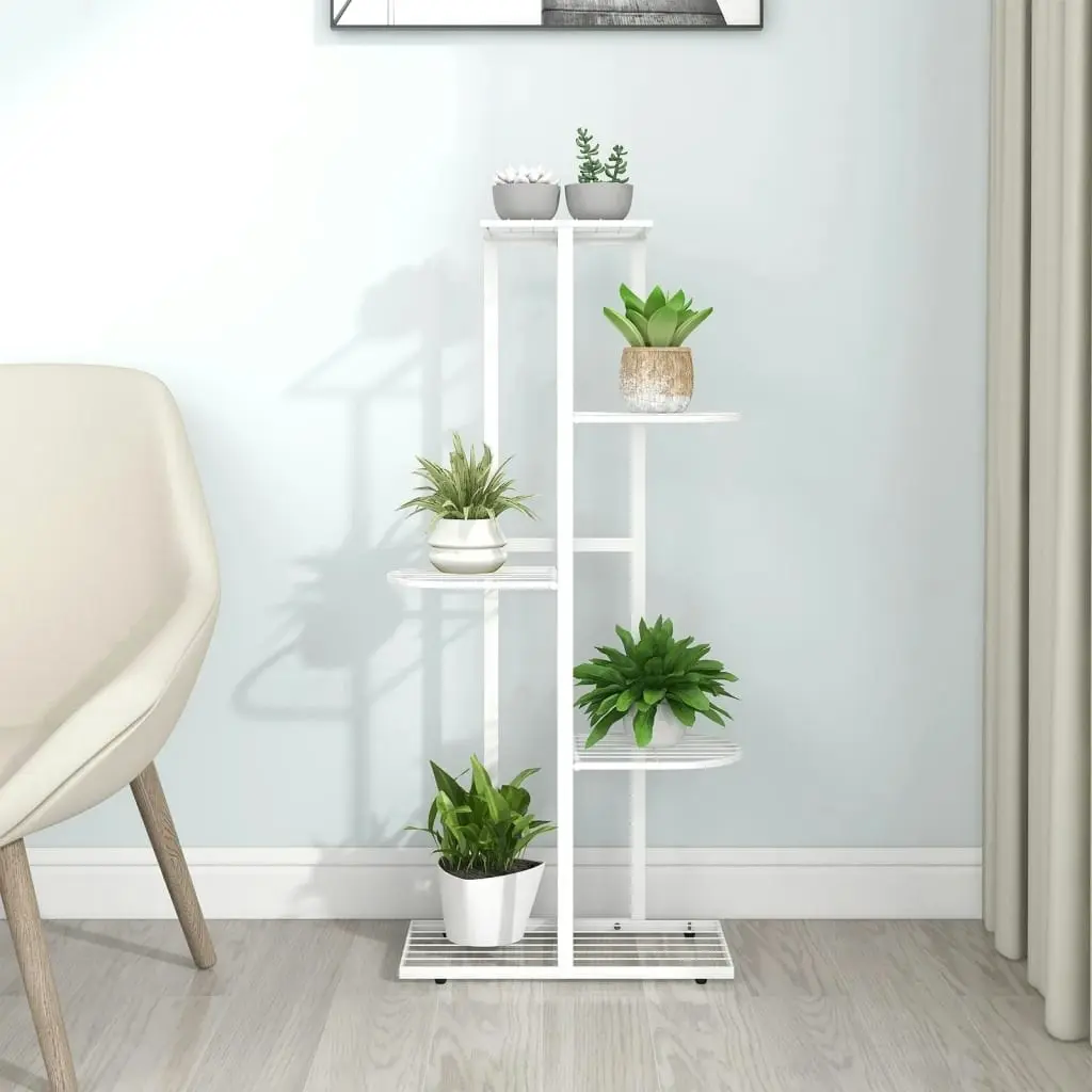 5-Floor Flower Stand 43x22x98 cm White Metal 336111