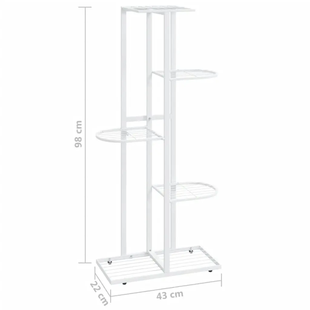 5-Floor Flower Stand 43x22x98 cm White Metal 336111