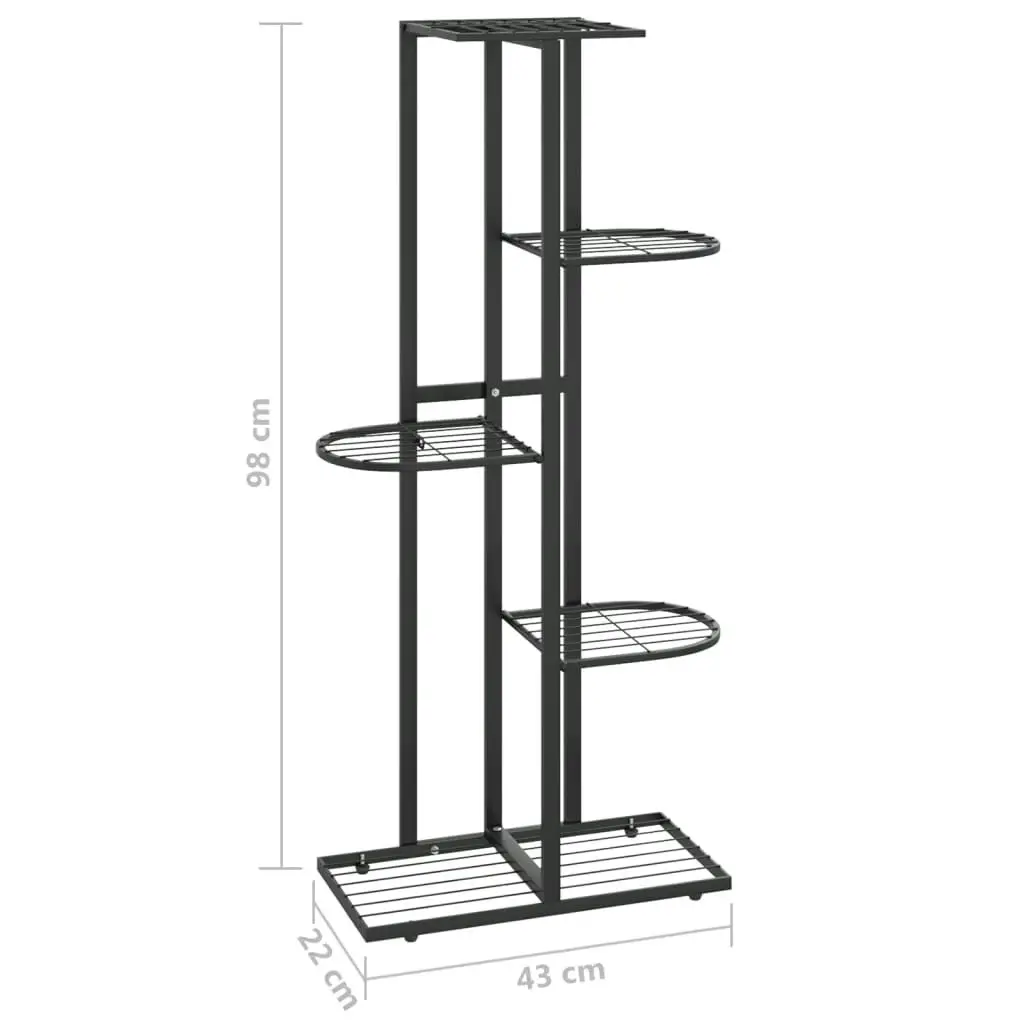 5-Floor Flower Stand 43x22x98 cm Black Metal 336110