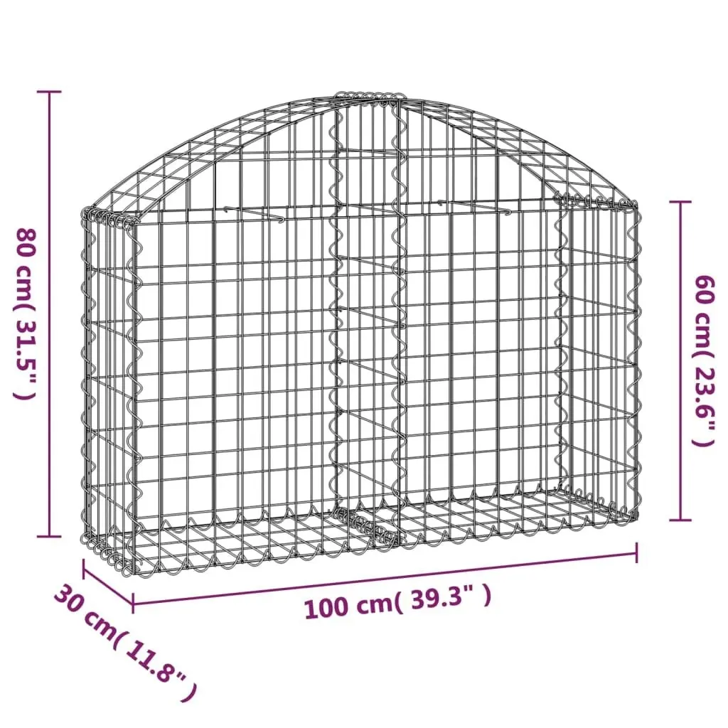 Arched Gabion Basket 100x30x60/80 cm Galvanised Iron 153423