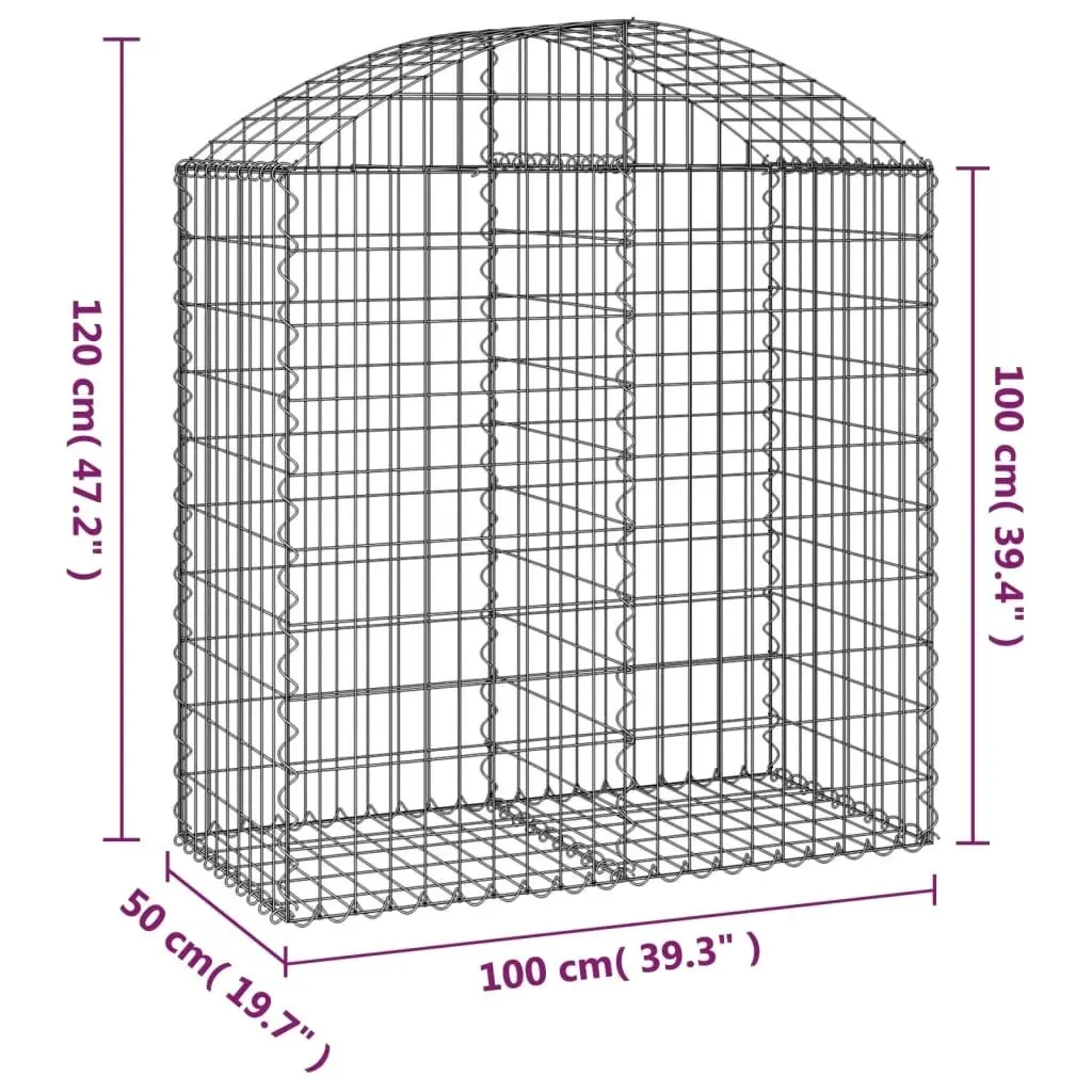 Arched Gabion Basket 100x50x100/120 cm Galvanised Iron 153435