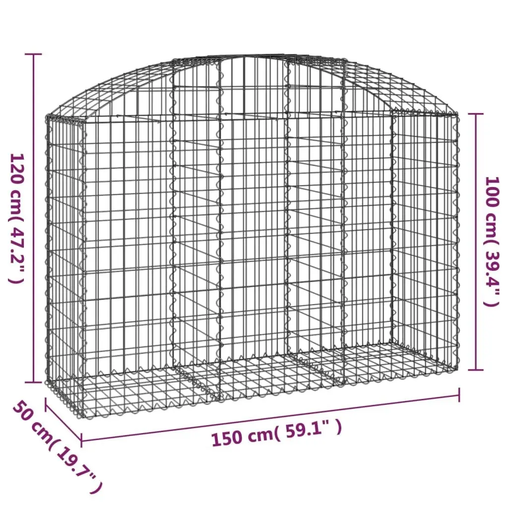 Arched Gabion Basket 150x50x100/120 cm Galvanised Iron 153455