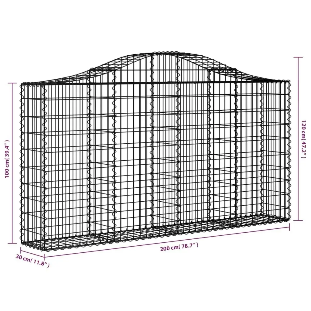 Arched Gabion Basket 200x30x100/120 cm Galvanised Iron 153385