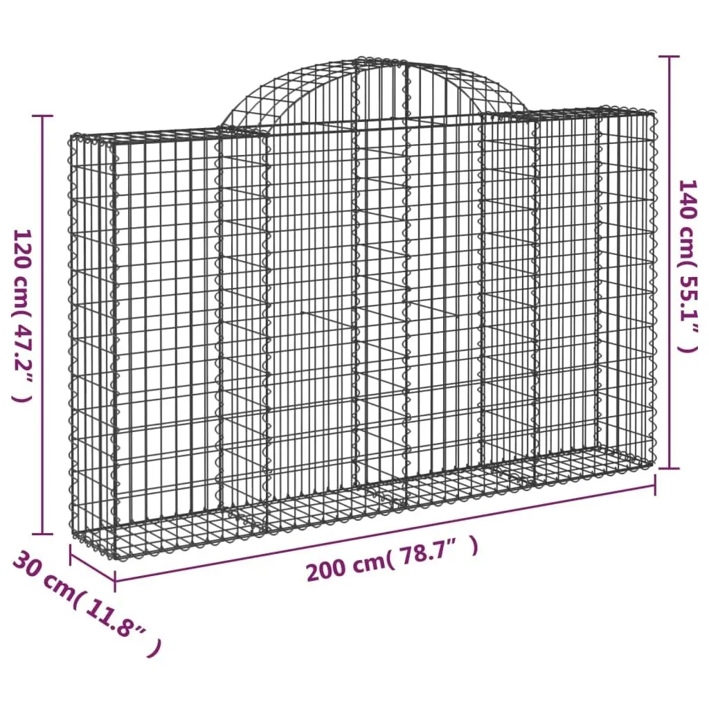 Arched Gabion Basket 200x30x120/140 cm Galvanised Iron 153486