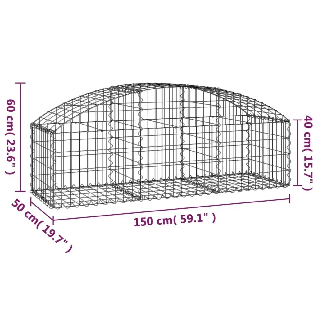 Arched Gabion Basket 150x50x40/60 cm Galvanised Iron 153452