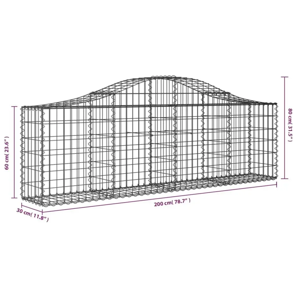 Arched Gabion Basket 200x30x60/80 cm Galvanised Iron 153383