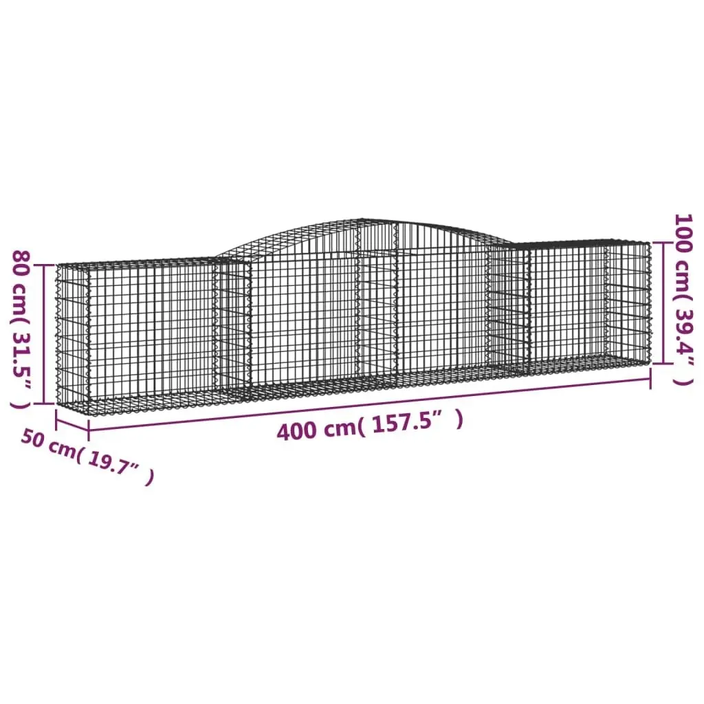 Arched Gabion Basket 400x50x80/100 cm Galvanised Iron 153534