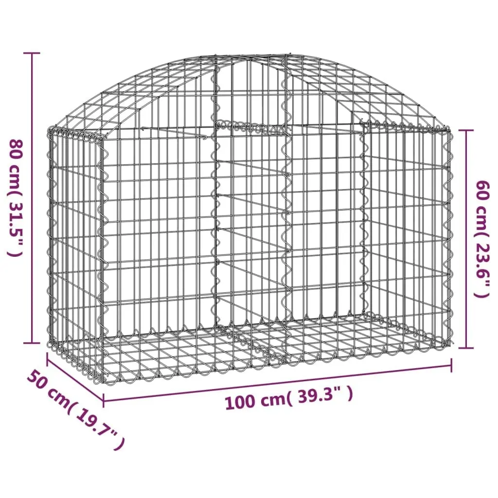 Arched Gabion Basket 100x50x60/80 cm Galvanised Iron 153433