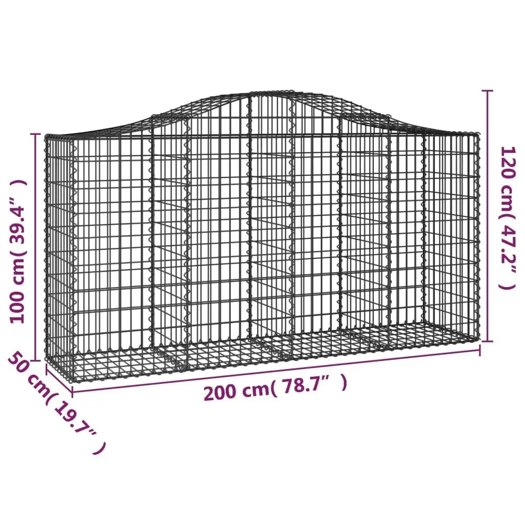 Arched Gabion Baskets 13 pcs 200x50x100/120 cm Galvanised Iron 3145651