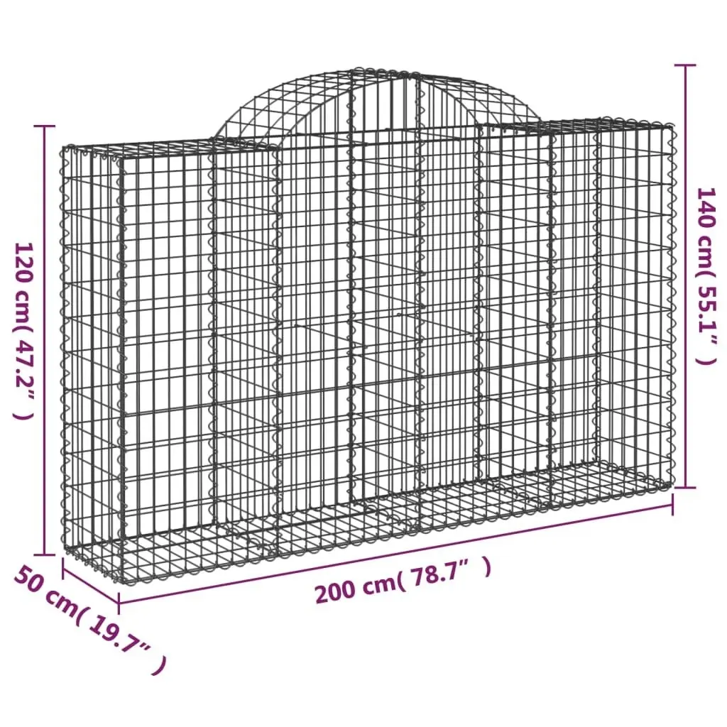 Arched Gabion Basket 200x50x120/140 cm Galvanised Iron 153496