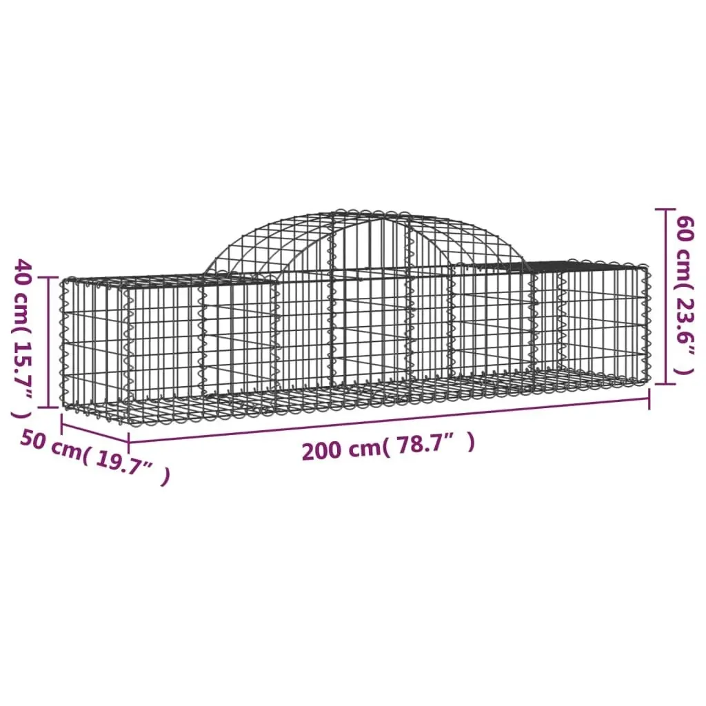 Arched Gabion Basket 200x50x40/60 cm Galvanised Iron 153492