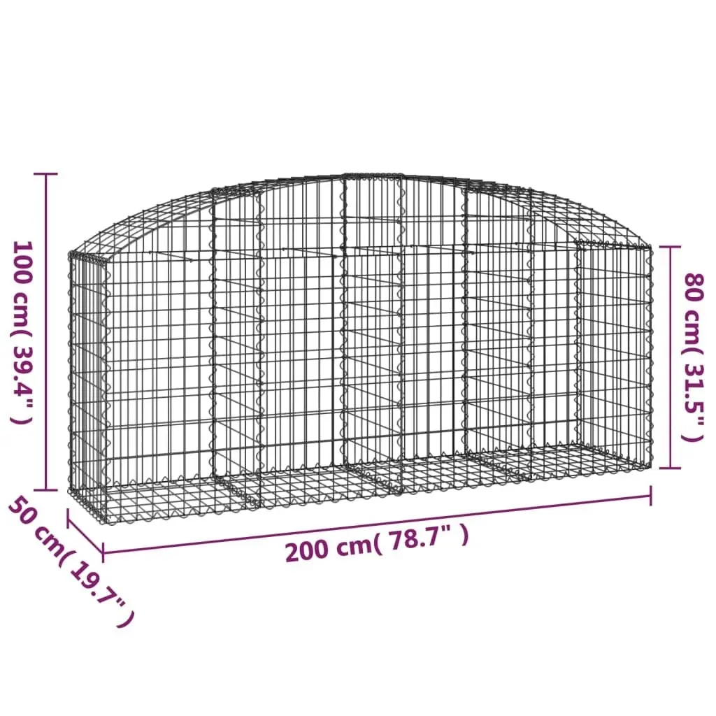 Arched Gabion Basket 200x50x80/100 cm Galvanised Iron 153474