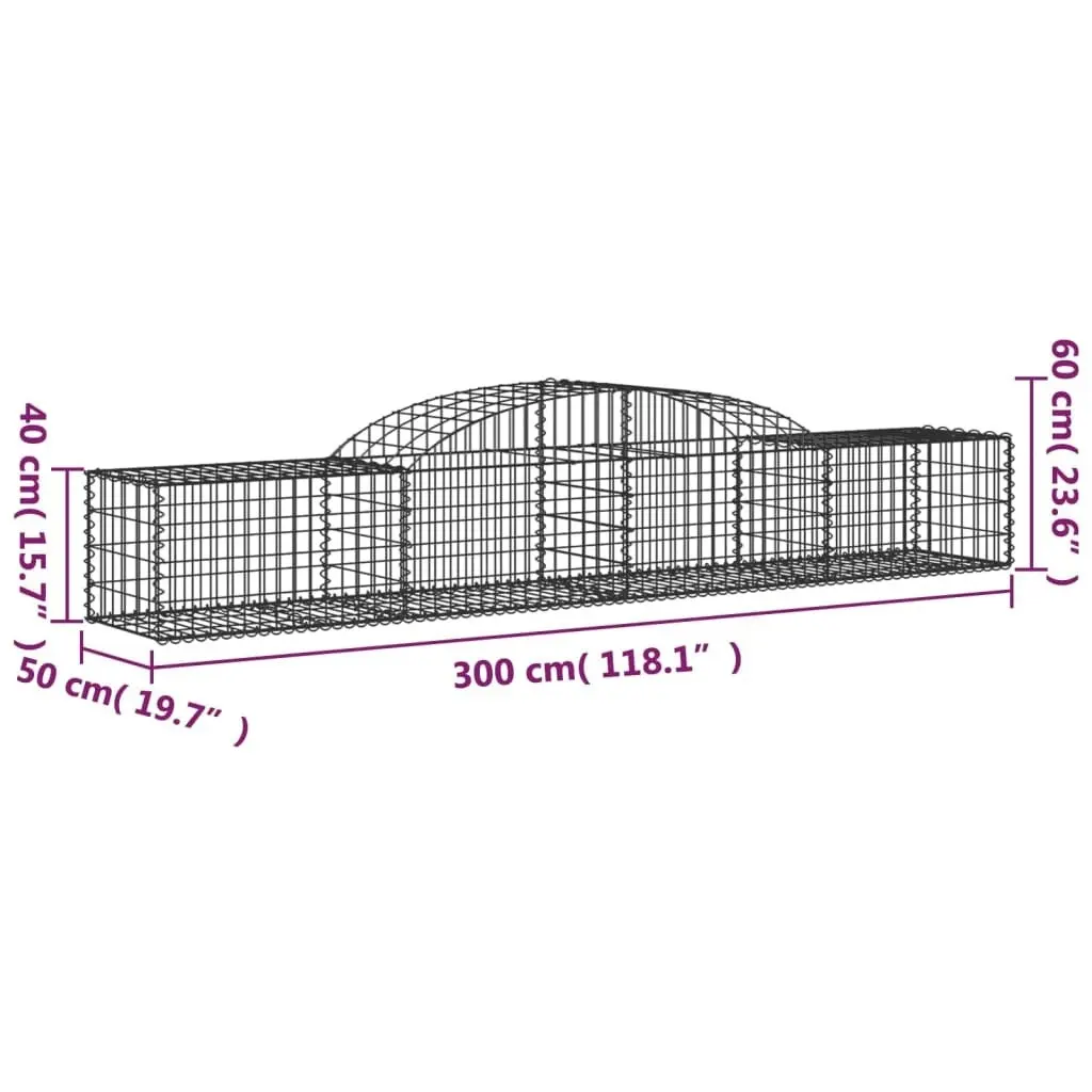 Arched Gabion Basket 300x50x40/60 cm Galvanised Iron 153512