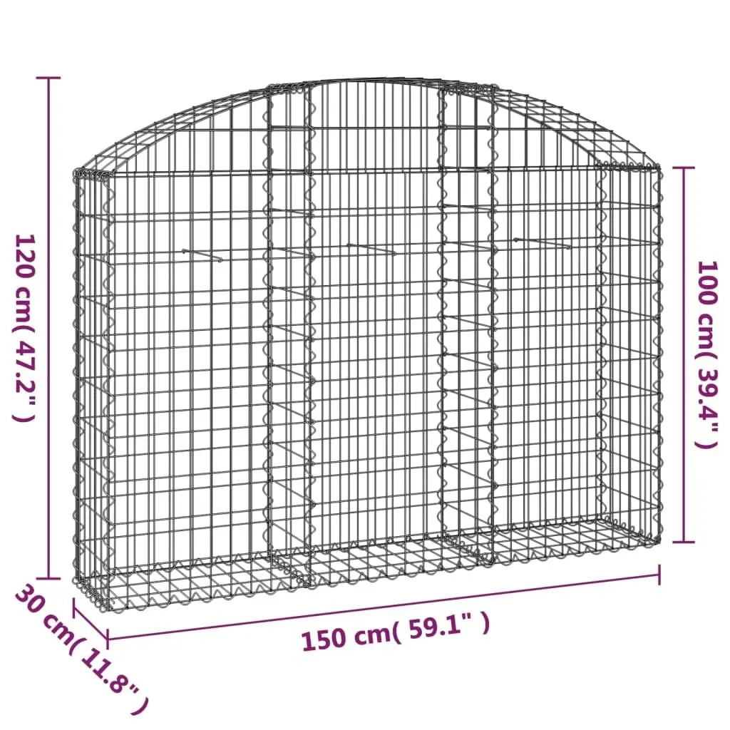 Arched Gabion Basket 150x30x100/120 cm Galvanised Iron 153445