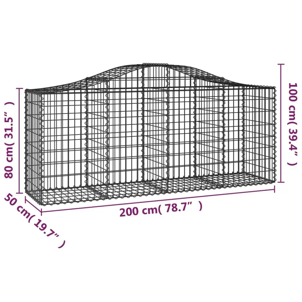 Arched Gabion Baskets 10 pcs 200x50x80/100 cm Galvanised Iron 3145627