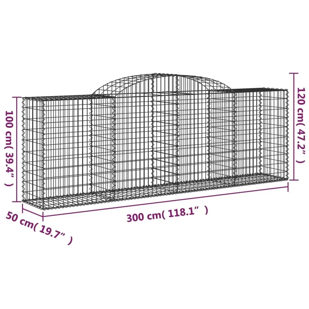 Arched Gabion Baskets 11 pcs 300x50x100/120 cm Galvanised Iron 3146710