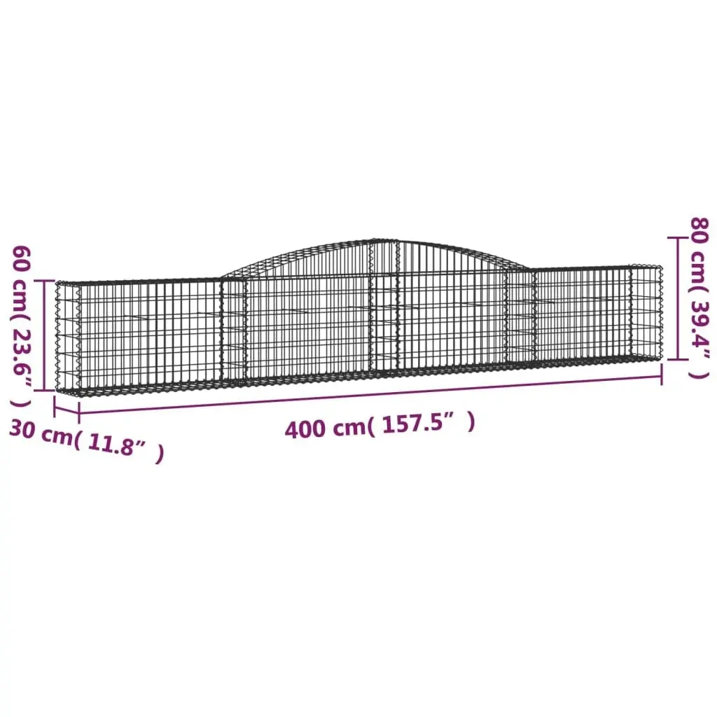 Arched Gabion Basket 400x30x60/80 cm Galvanised Iron 153523