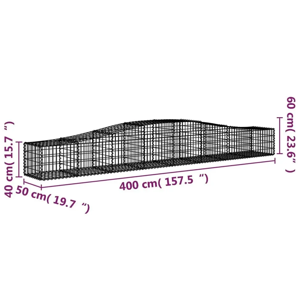 Arched Gabion Basket 400x50x40/60 cm Galvanised Iron 153412