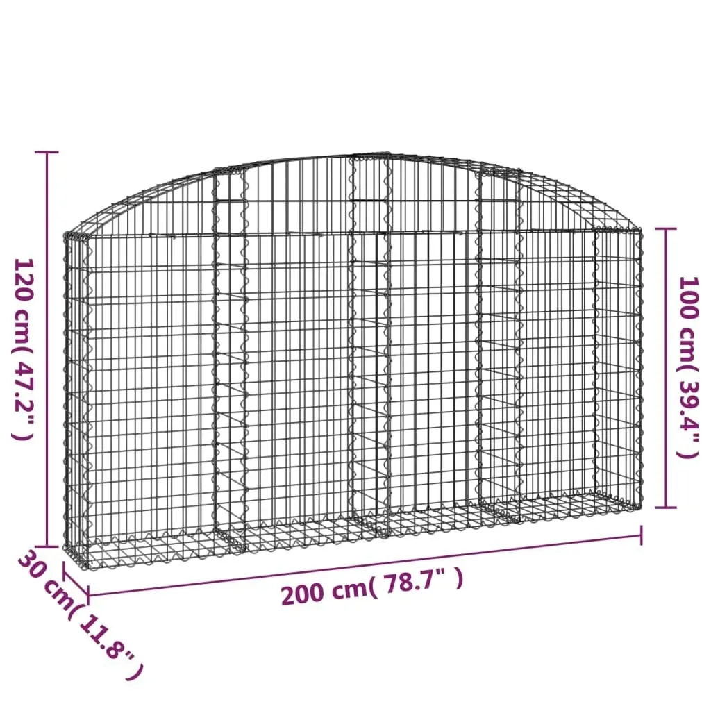 Arched Gabion Basket 200x30x100/120 cm Galvanised Iron 153465