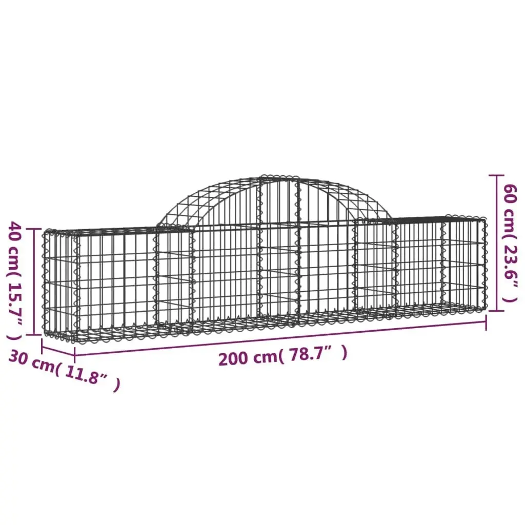 Arched Gabion Basket 200x30x40/60 cm Galvanised Iron 153482