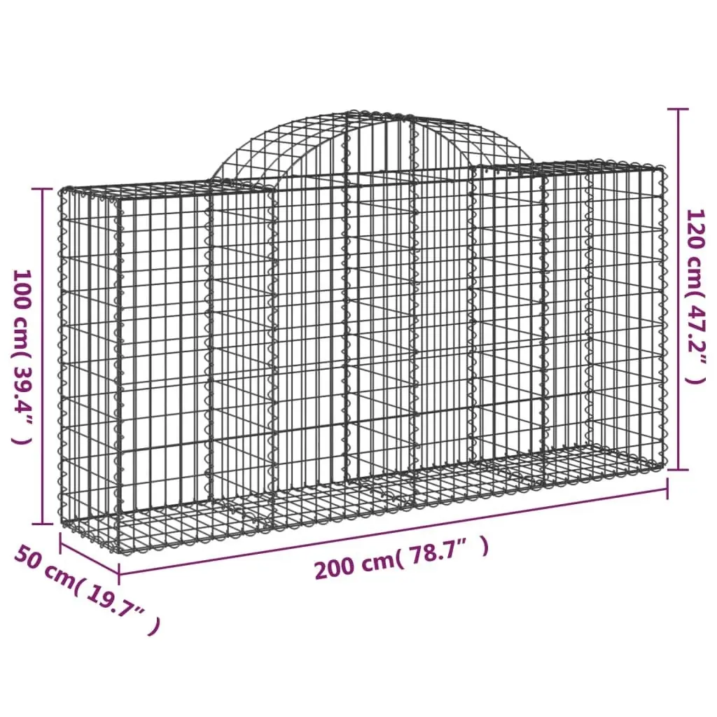 Arched Gabion Basket 200x50x100/120 cm Galvanised Iron 153495