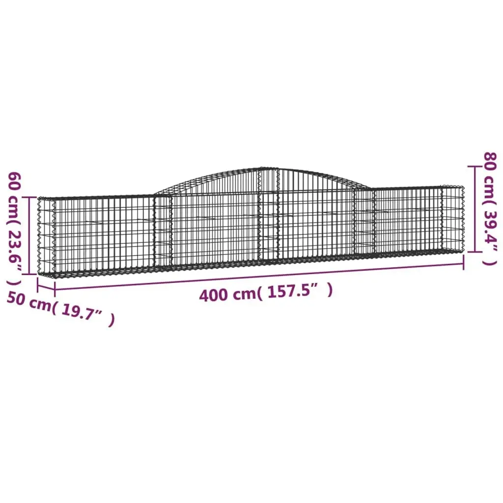 Arched Gabion Basket 400x50x60/80 cm Galvanised Iron 153533