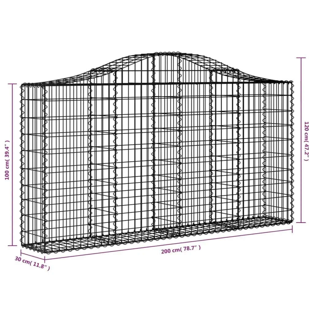 Arched Gabion Baskets 10 pcs 200x30x100/120 cm Galvanised Iron 3145438