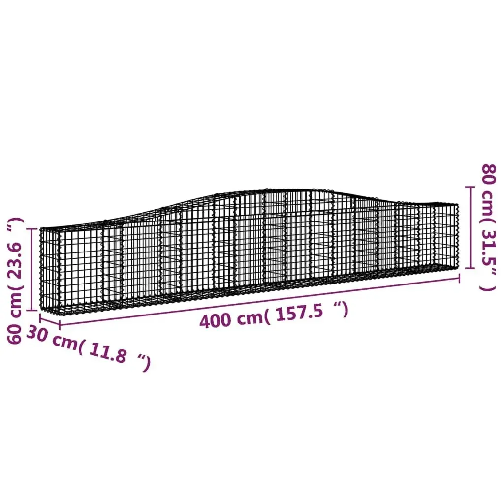 Arched Gabion Basket 400x30x60/80 cm Galvanised Iron 153403