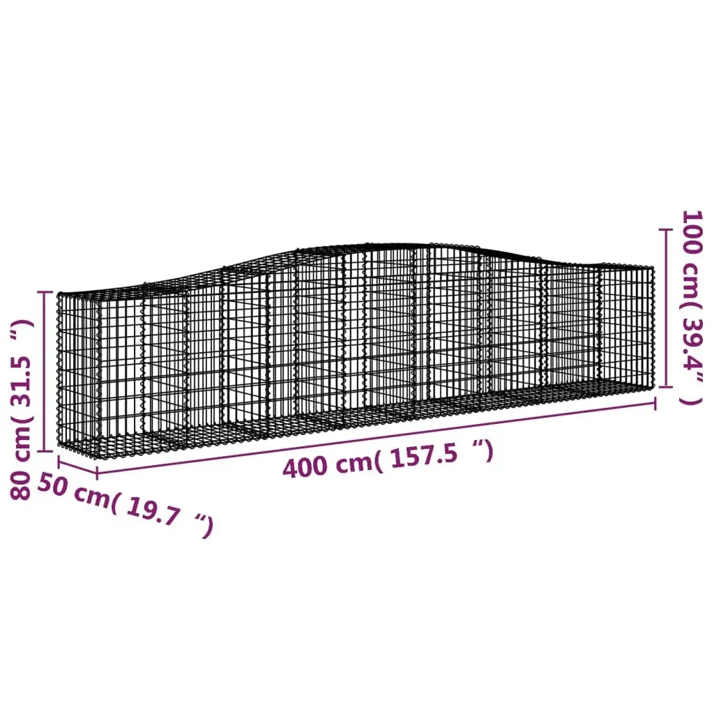 Arched Gabion Baskets 3 pcs  400x50x80/100 cm Galvanised Iron 3145944