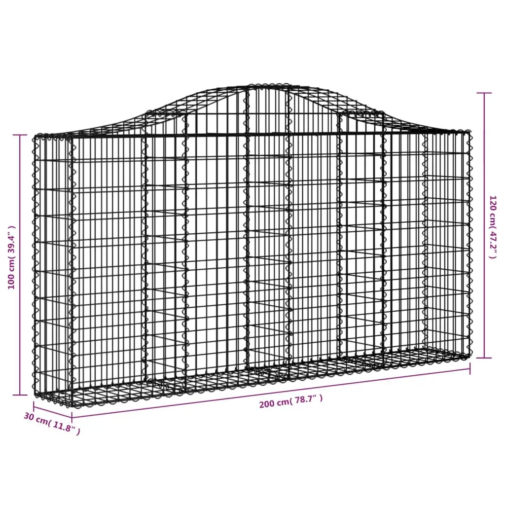 Arched Gabion Baskets 4 pcs 200x30x100/120 cm Galvanised Iron 3145432